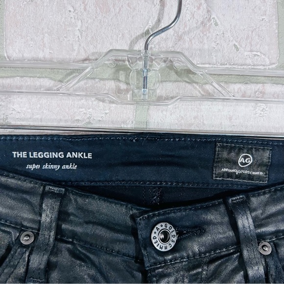 AG  The Legging Ankle Super Skinny Black Faux Leather Jeans Size 25 - Picture 7 of 8